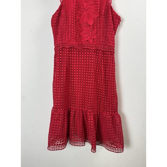 Whistles Crochet Lace Sheath Dress Coquette Date Bohemian Sexy Valentine Red 6 - Picture 4 of 9